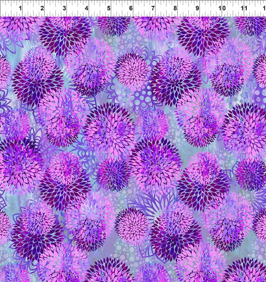 Floragraphix V by Jason Yenter Chrysanthemum Purple 3fge_3 Cotton Woven Fabric