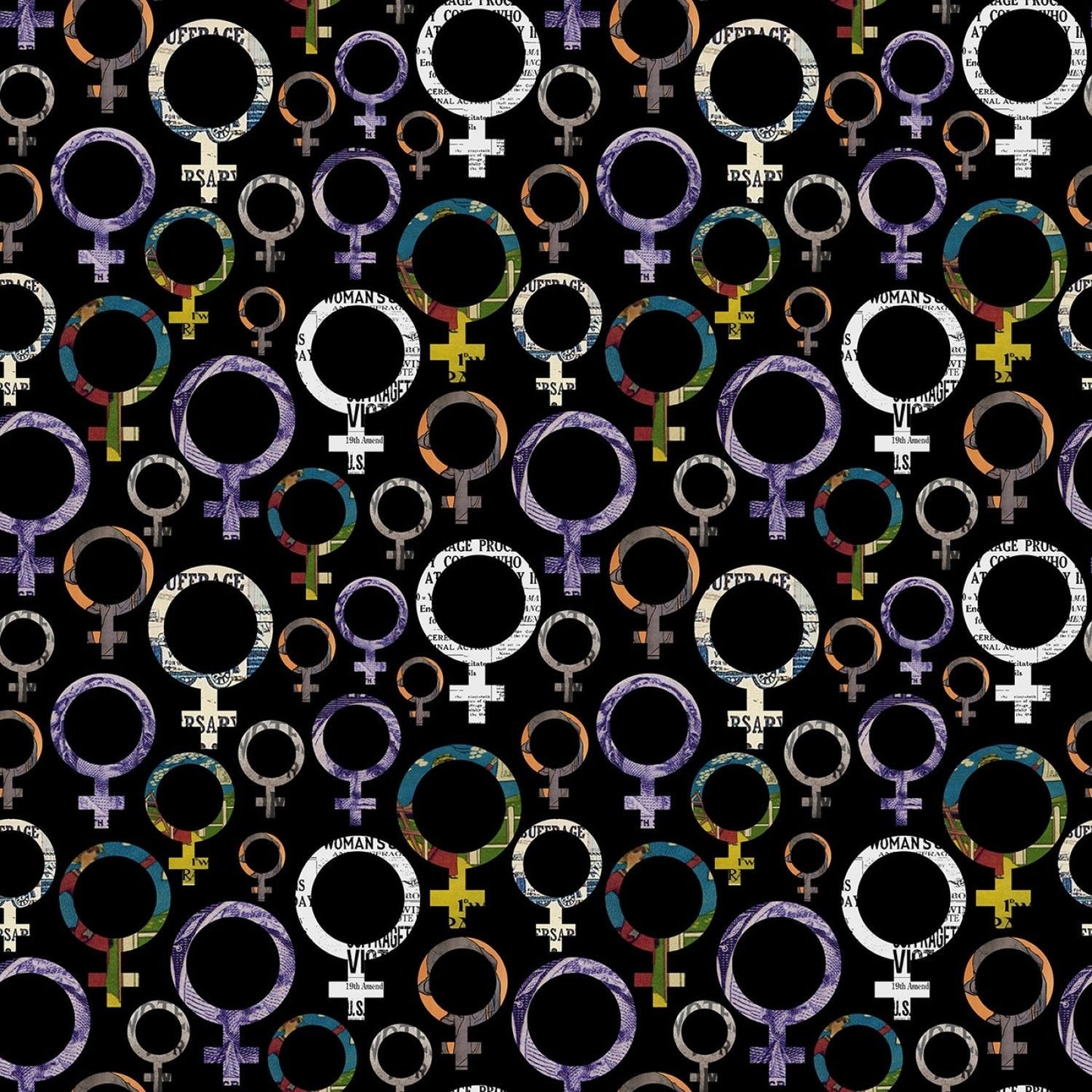 Votes for Women by Sandra Sider Venus Symbol Medium 12317B-99 Digitally Printed Cotton Woven Fabric