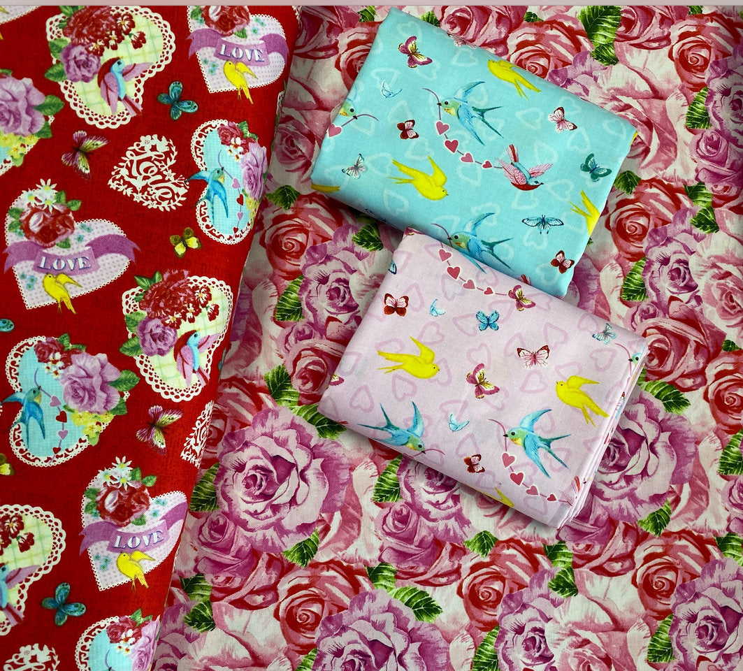 Heart & Soul by Barb Toutillotte Tossed Large Hearts Allover Red 9441-88 Cotton Woven Fabric