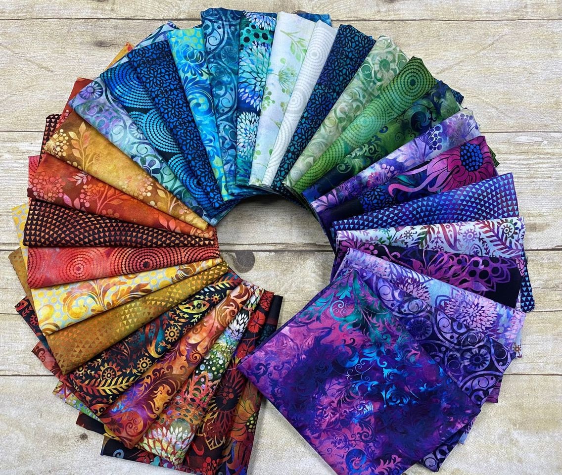 Floragraphix V by Jason Yenter Chrysanthemum Blue/Green 3fge-2 Cotton Woven Fabric