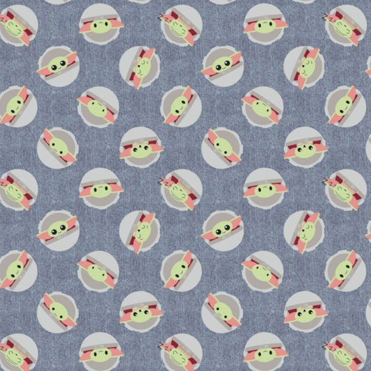 Licensed Star Wars Mandalorian 2 Baby Yoda Blue Toss 73800242-1 Cotton Woven Fabric