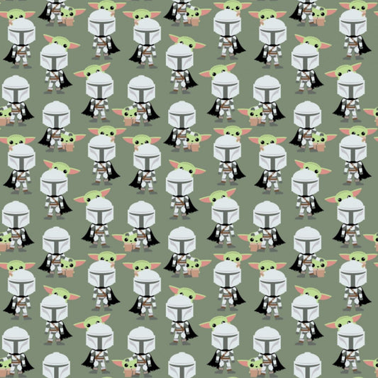 Licensed Star Wars Mandalorian 2 Hello Friend Green 73800248-1 Cotton Woven Fabric