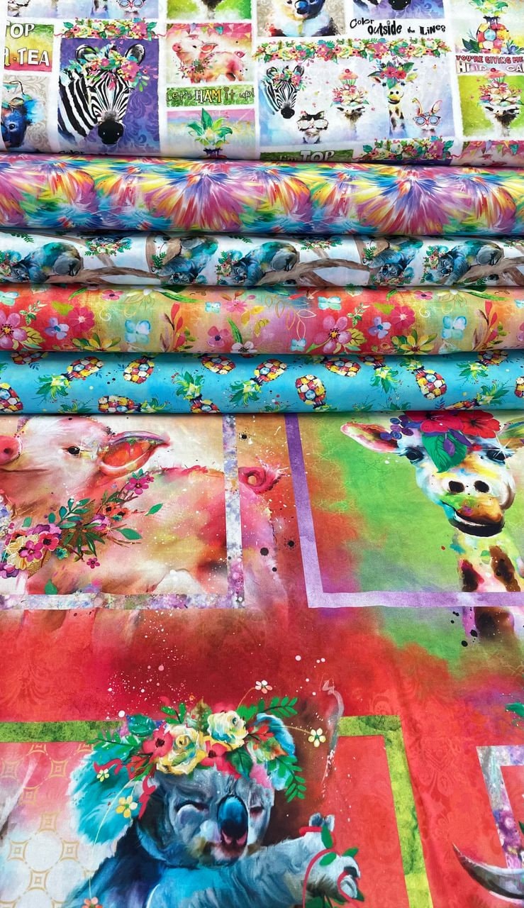 Party Animals by Connie Haley Pineapples Turquoise 17321-TRQ Digitally Printed Cotton Woven Fabric