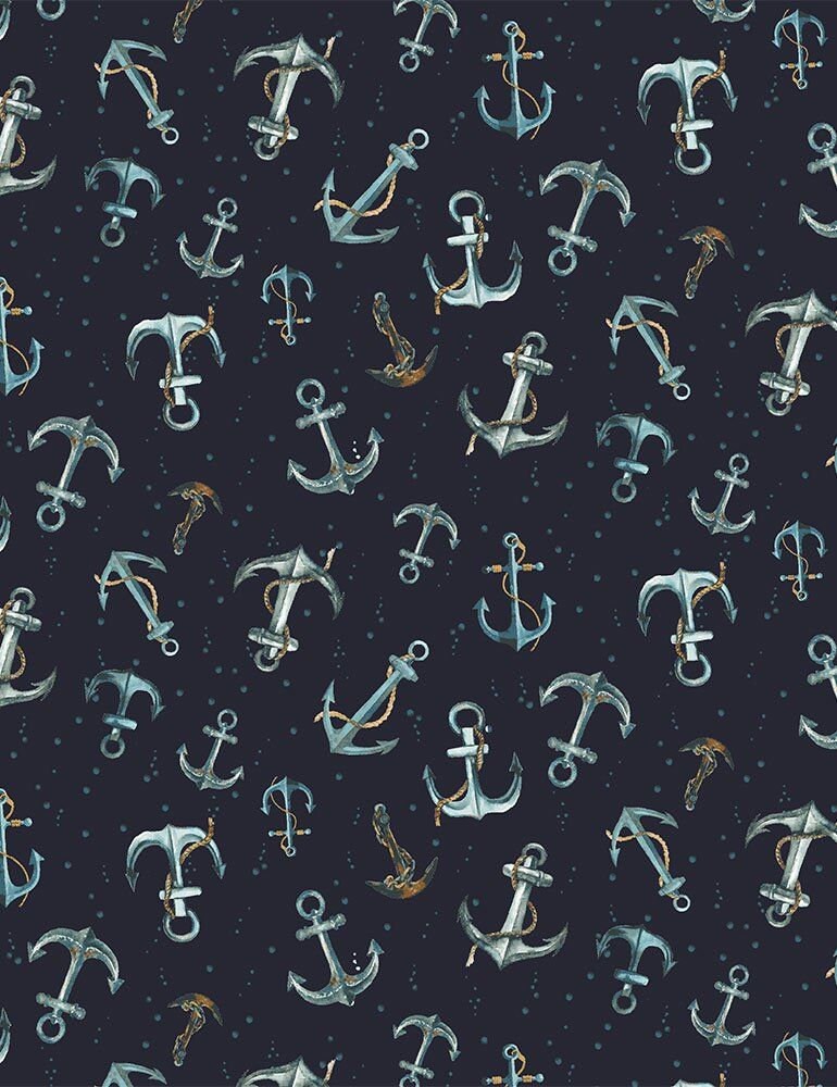 Hook Line & Sinker Nauti Marlin STELLA-1802 Cotton Woven Fabric