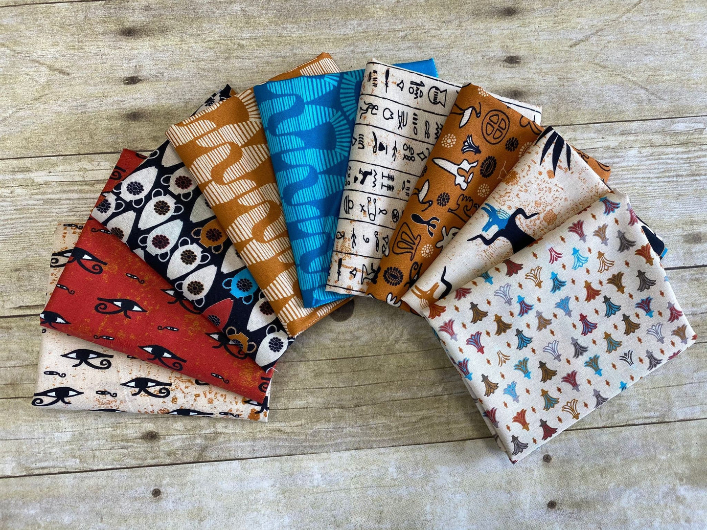 The Eye of Egypt Black and White coloured Egyptian Eyes on Cream 4501-404 Digitally Printed Cotton Woven Fabric