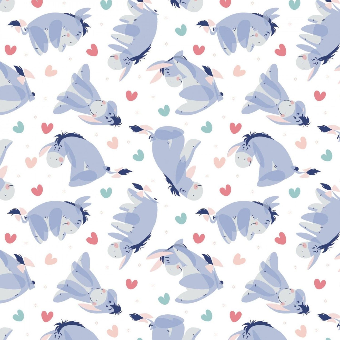Licensed Disney Winnie the Pooh Be Happy Eeyore Heart White 85430519-1 Cotton Woven Fabric