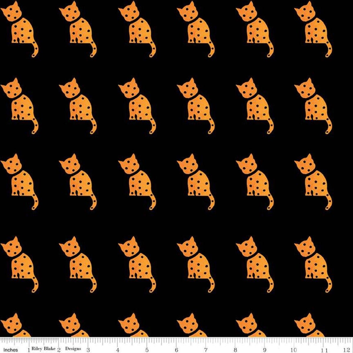 Old Made by J. Wecker Frisch Cat Stamp Black C10599-BLACK Cotton Woven Fabric