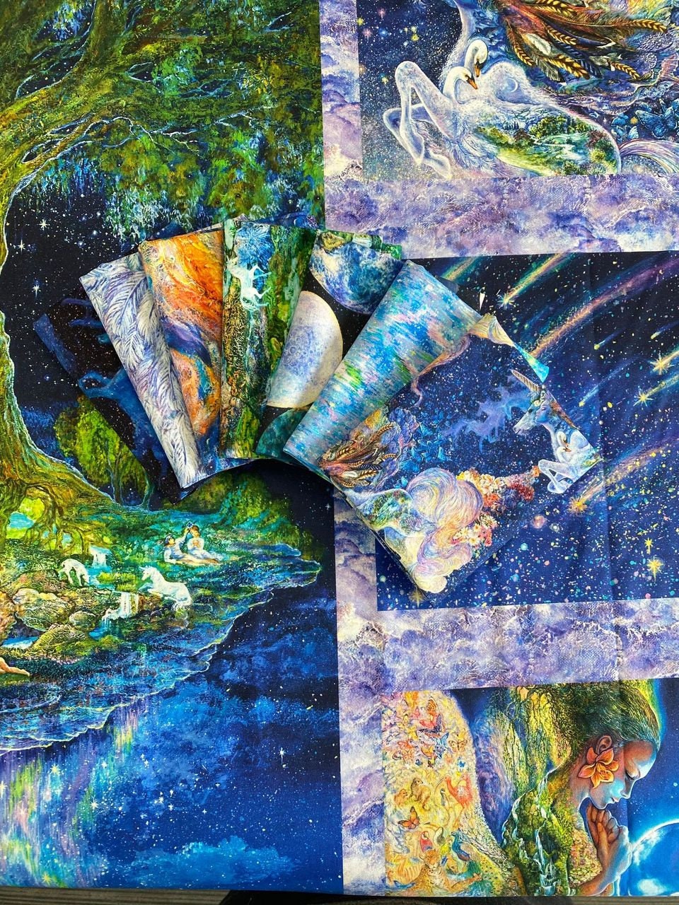 Celestial Journey by Josephine Wall Night Flight Purple 17137-PUR Digitally Printed Cotton Woven Fabric