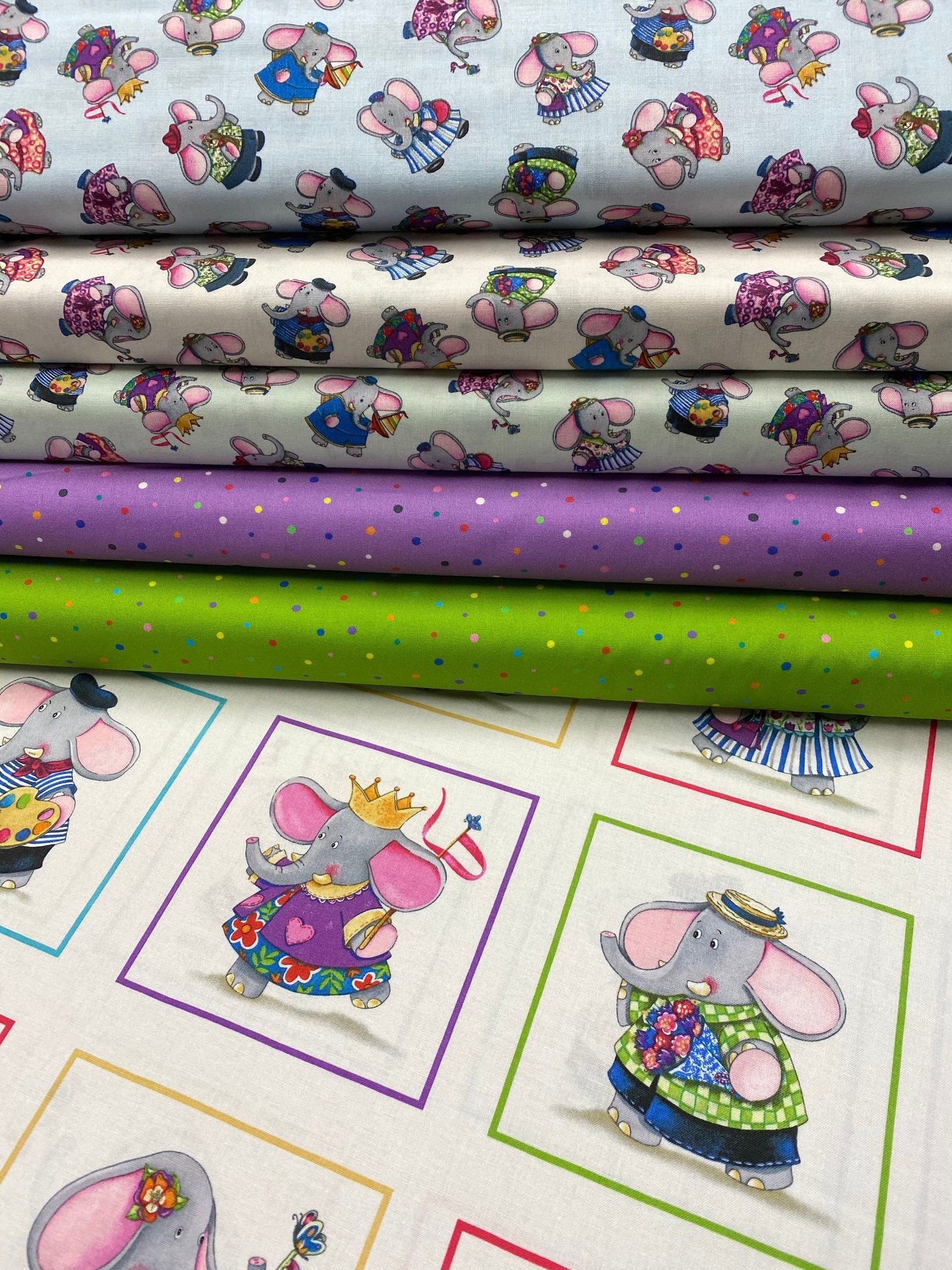 Elephant Friends by Nicole in den Bosch Dot Purple 626E-PURPLE PURPLE Cotton Woven Fabric