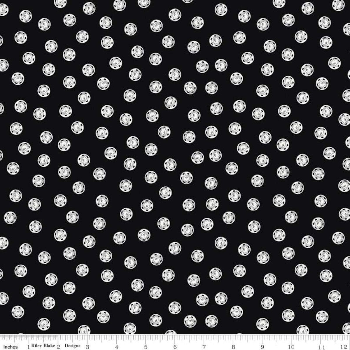 Old Made by J. Wecker Frisch Snap Dots Black C10596-BLACK Cotton Woven Fabric