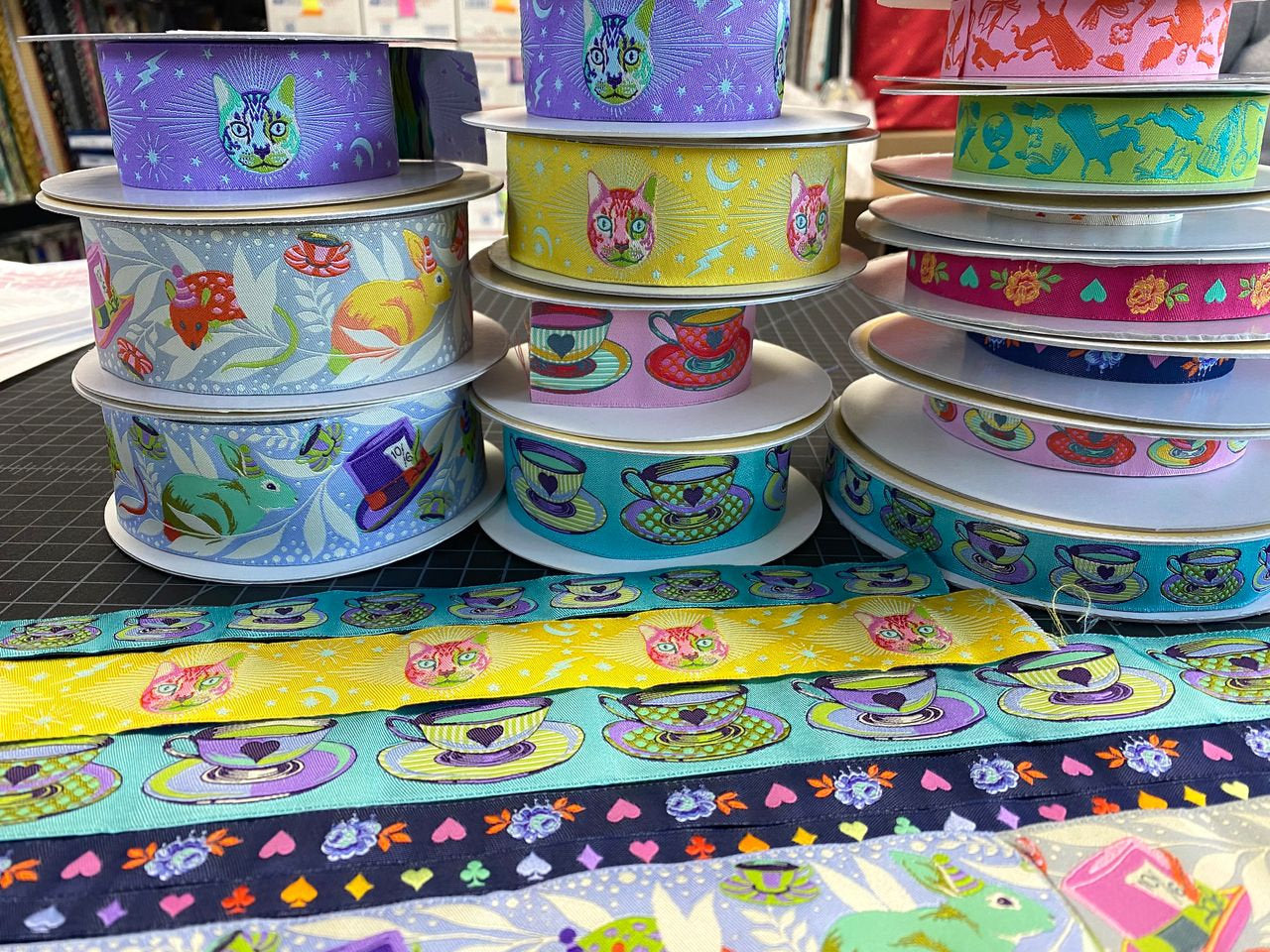 Tula Pink Curiouser & Curiouser Ribbon 2" Madhatter Pink TK 76 48mm Col 2c Woven Ribbon Priced per yard