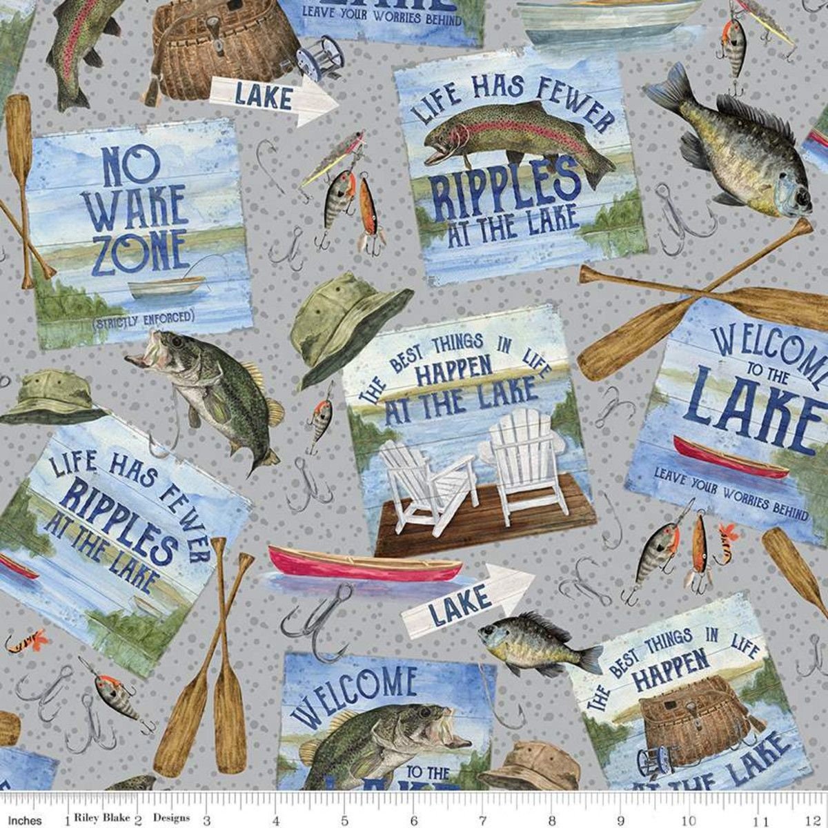 At The Lake by Tara Reed Main Gray C10550-GRAY Cotton Woven Fabric