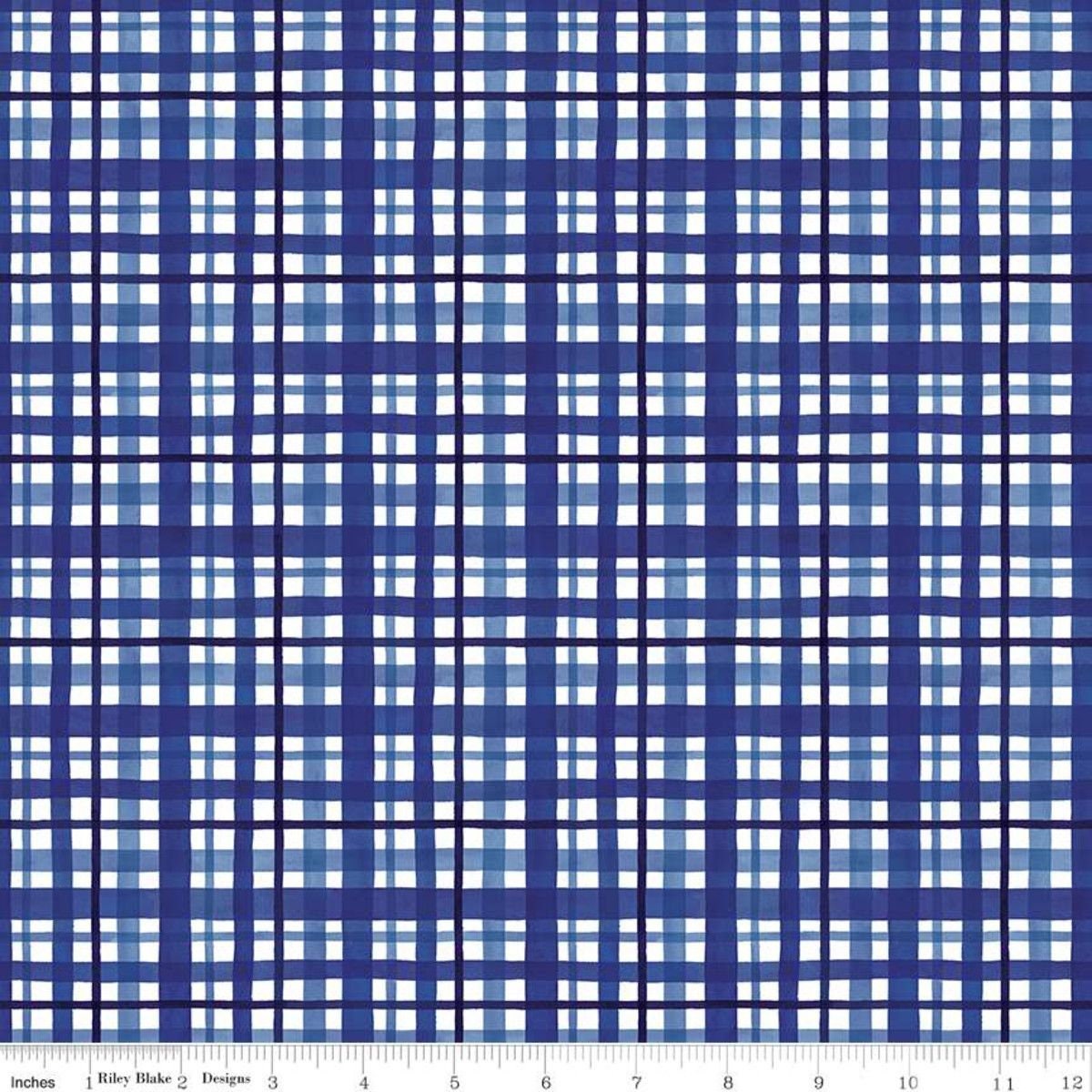 At The Lake by Tara Reed Plaid Blue C10553-BLUE Cotton Woven Fabric
