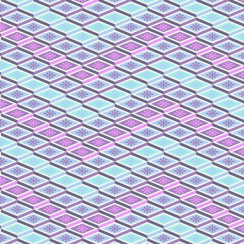Tula Pink Eden Labyrinth Glacier PWTP075.Glacier Cotton Woven Fabric