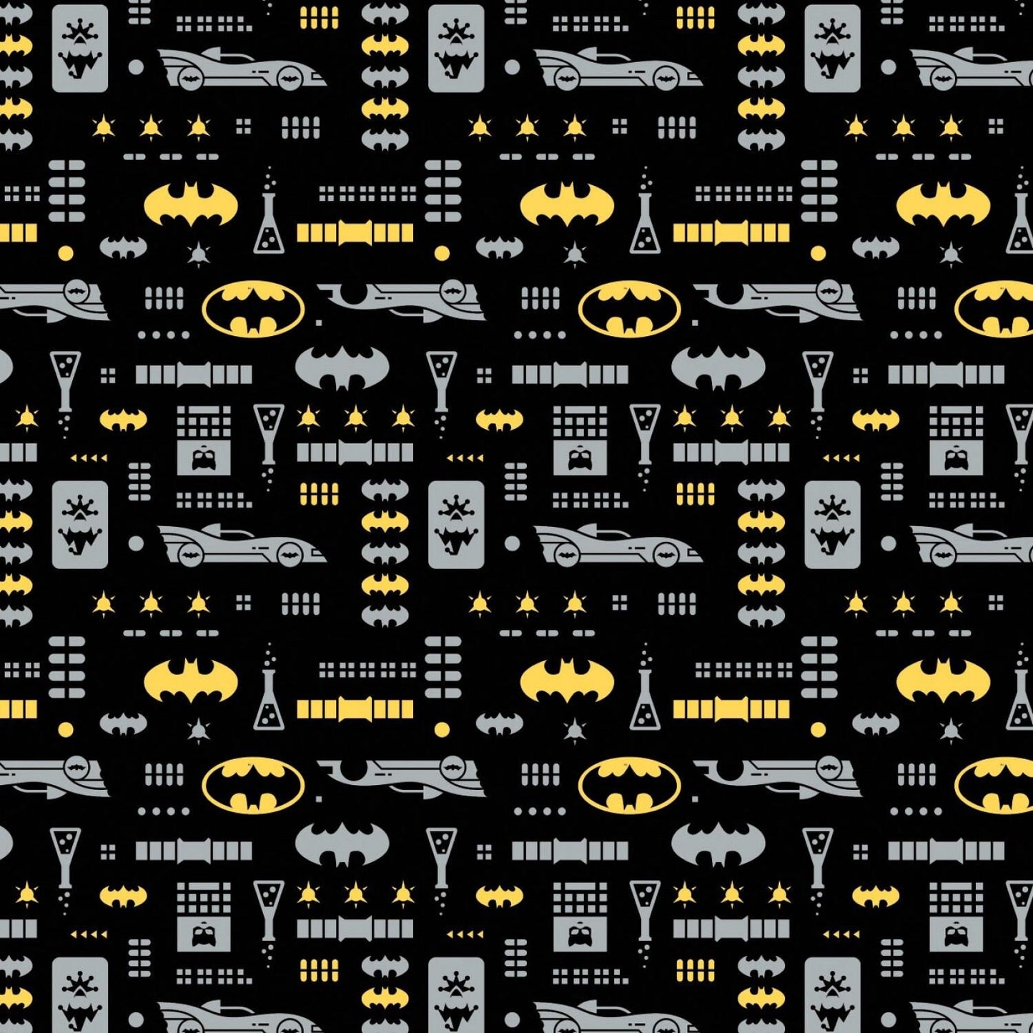 Licensed Young DC by DC Fabrics Batman Icons Black 23421470-3 Cotton Woven Fabric