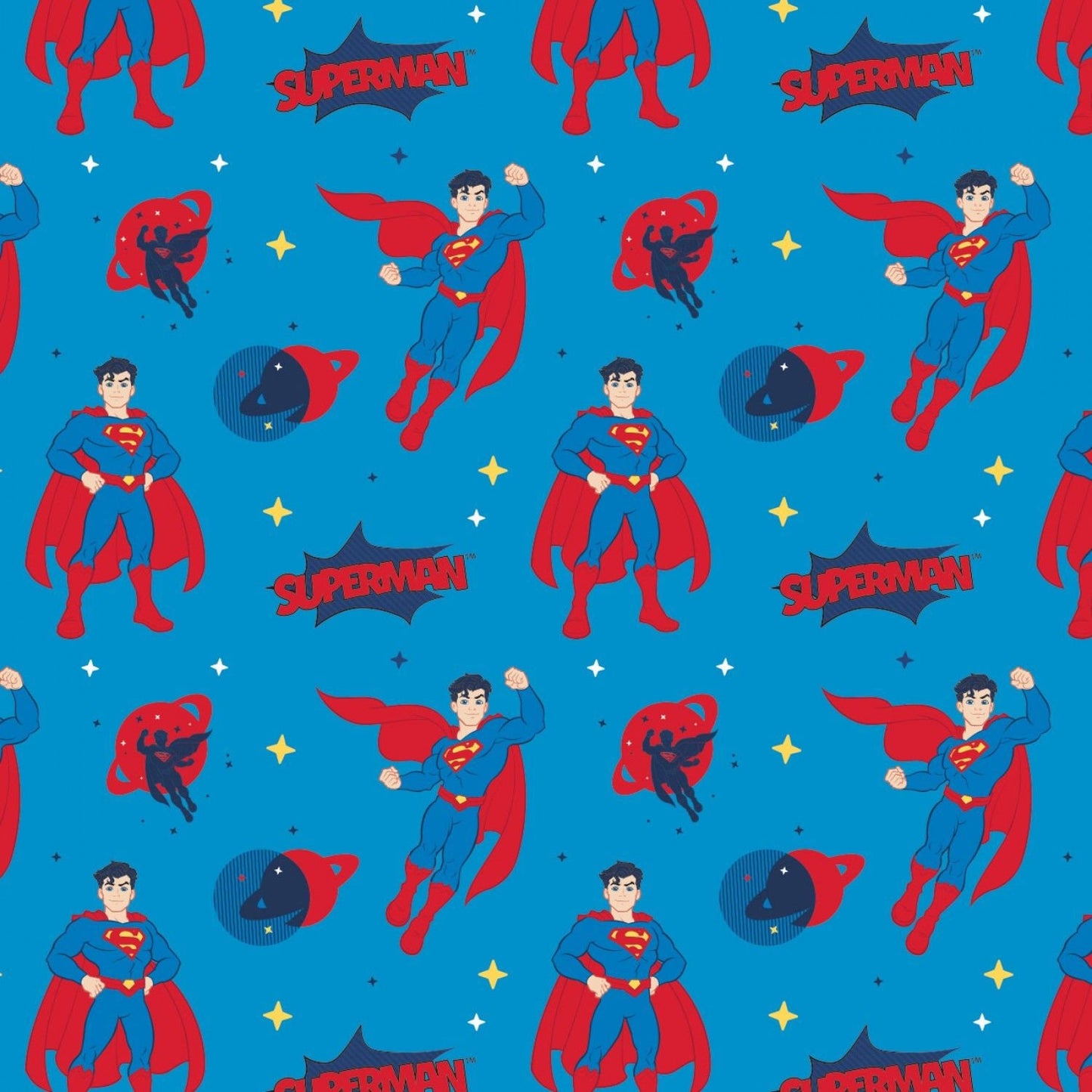 Licensed Young DC by DC Fabrics Superman Aqua 23421468-2 Cotton Woven Fabric