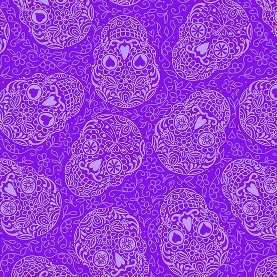 Day of the Dead Sugar Skulls Grape A-9819-PT Cotton Woven Fabric