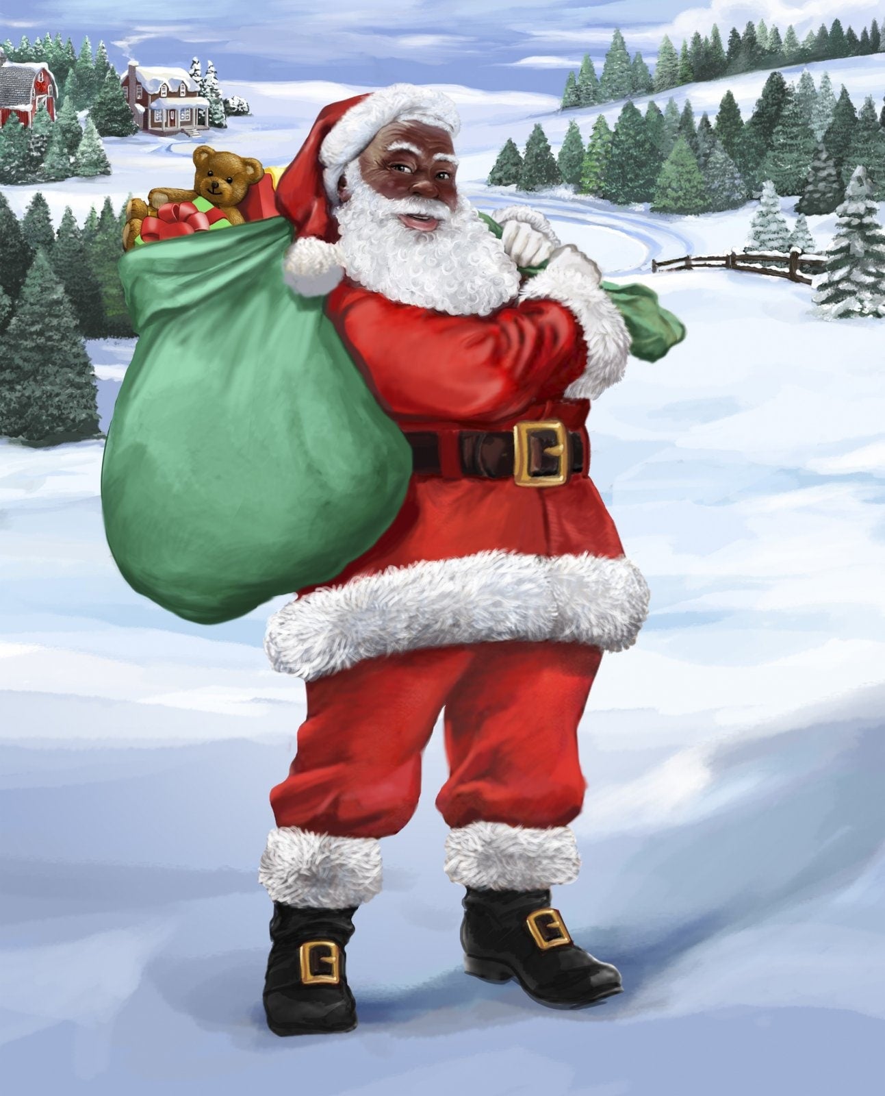 36" Panel SANTA! Digitally Printed AL-4830-1C-1 Cotton Woven Panel