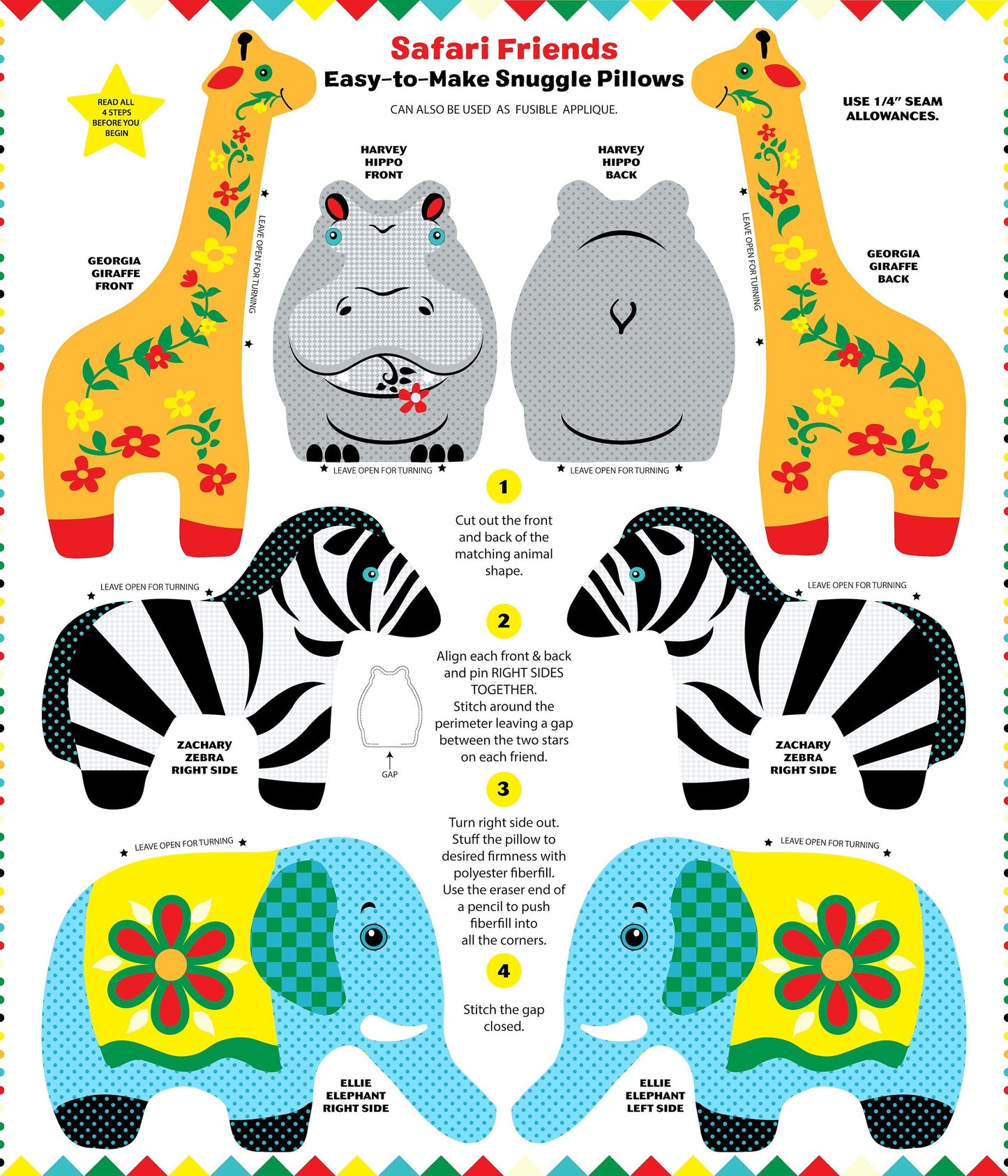 Snuggle Pillows II by Yolanda Fundora 36" Panel Safari Friends 1742P-01 Cotton Woven Panel