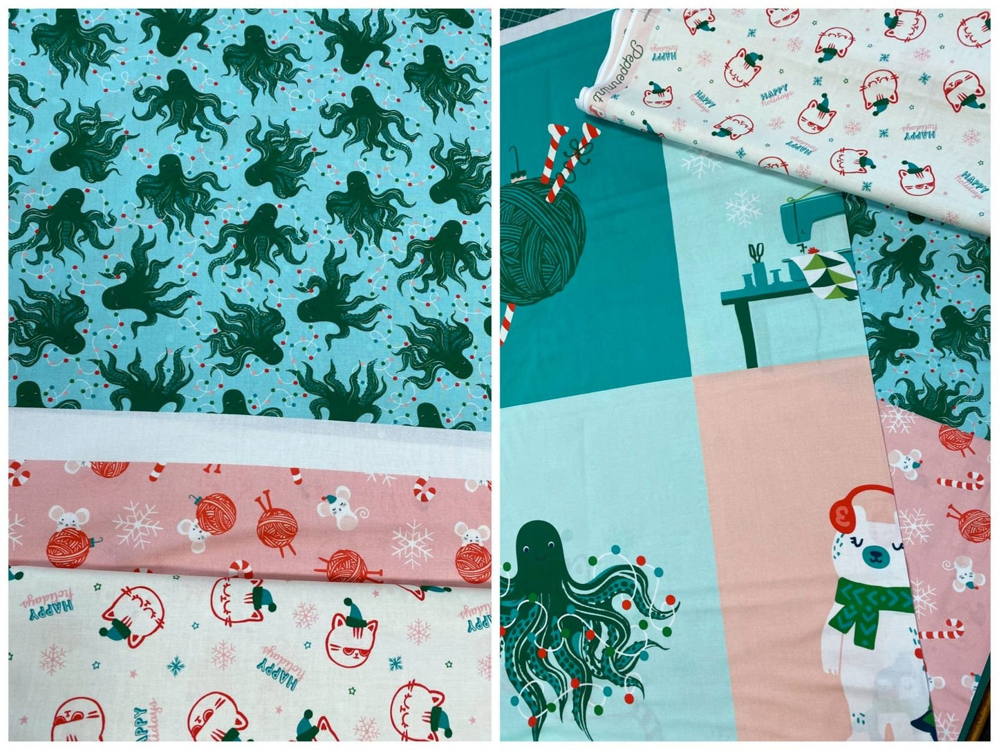 Peppermint Please by Sarah Watts 36" Panel Gift Multi RS2041-11 Cotton Woven Panel