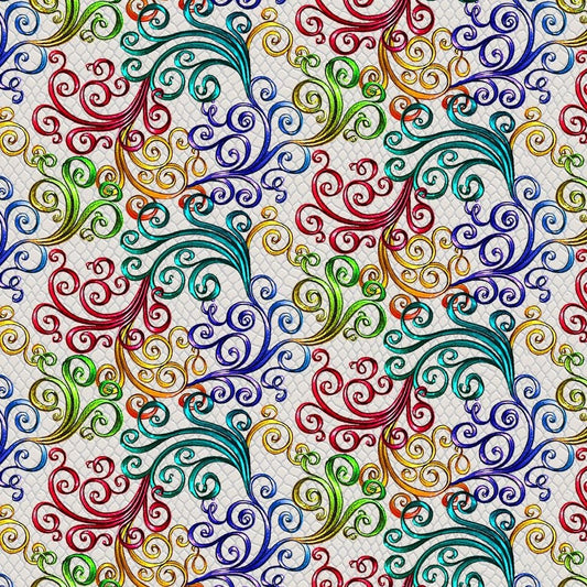 Rainbow Dragons by Sue Ellen Brown Swirl Ecru 5841-44 Digitally Printed Cotton Woven Fabric