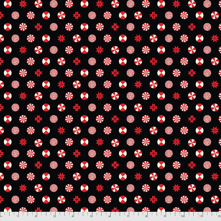 Tula Pink Holiday Homies Peppermint Stars Ink FNTP005.INK 100% Cotton Flannel Fabric