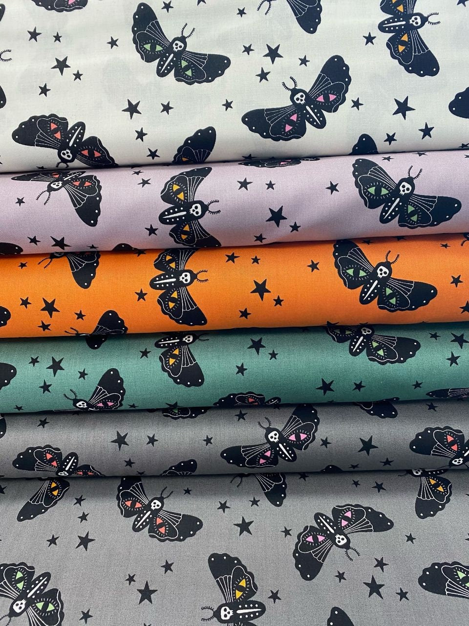 Haunted House Moon Moth Orange 8888E Cotton Woven Fabric