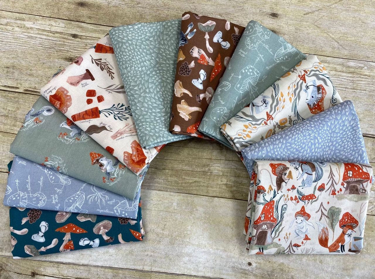 Mushroom City by Rae Ritchie Spores Quarry STELLA-DRR1933-QUARRY Cotton Woven Fabric