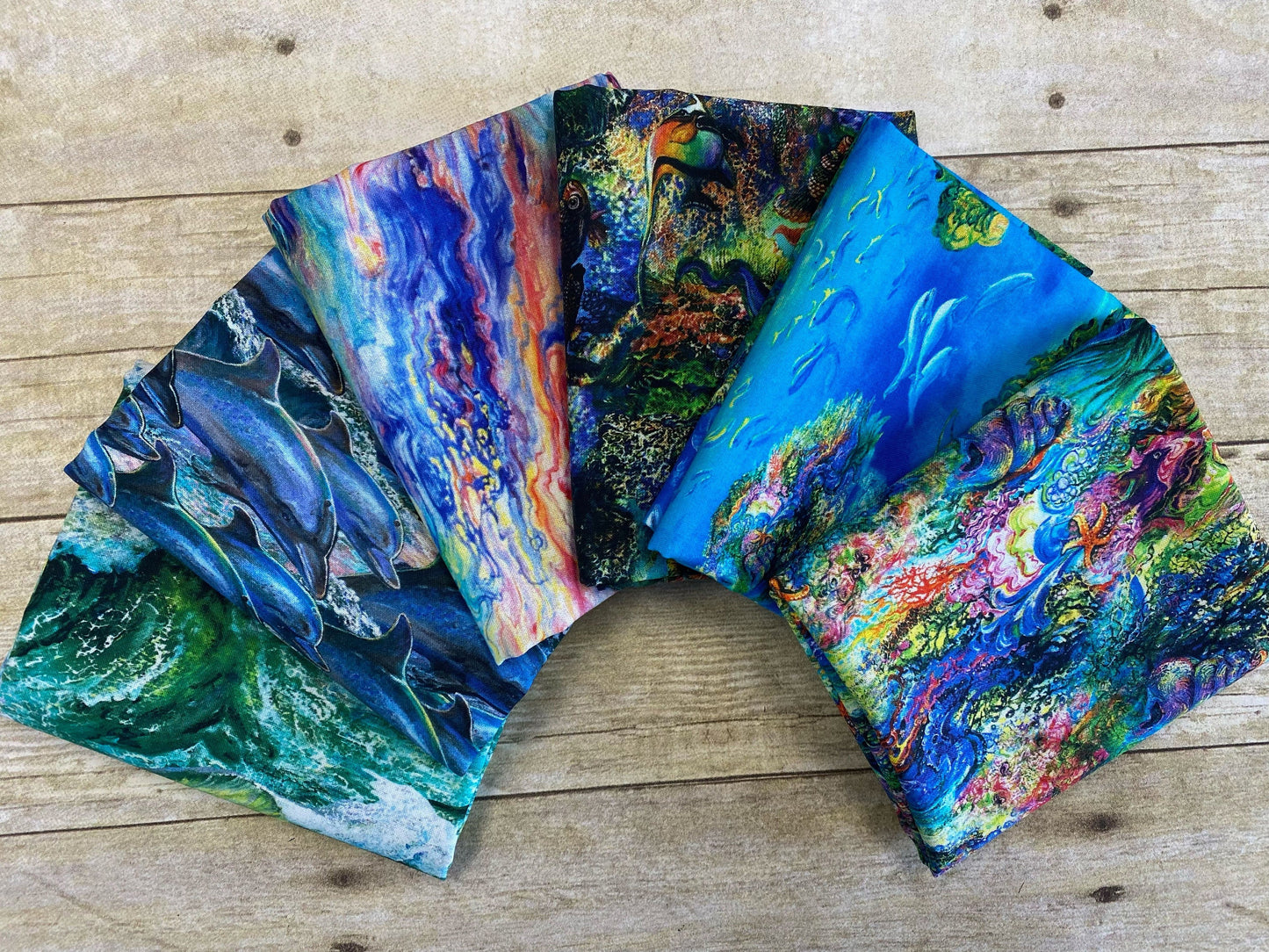 Call of the Sea by Josephine Wall Waves 17991-MLT Digitally Printed Cotton Woven Fabric