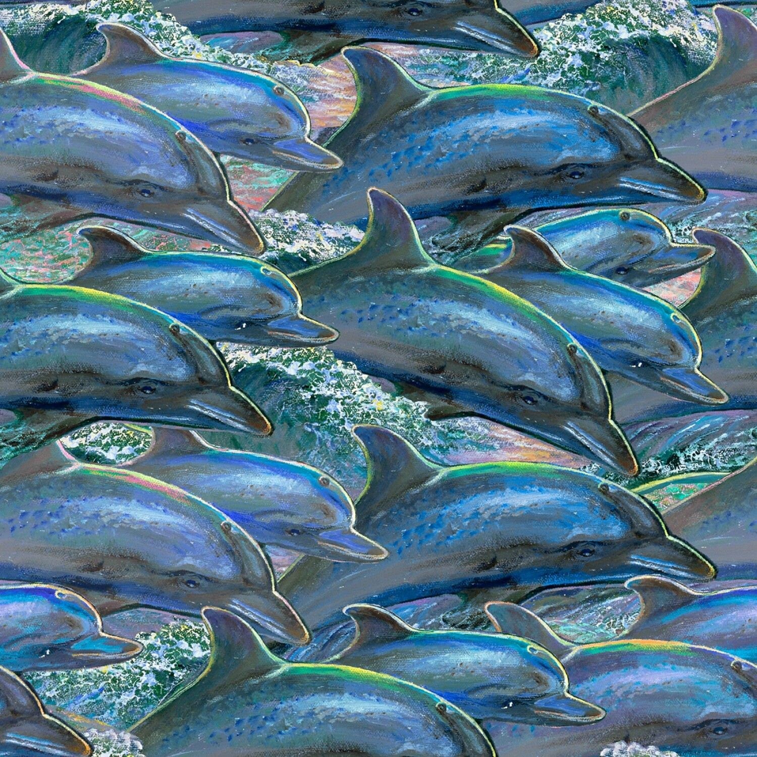 さらに100円引き◆Wai Kei◆Over the sea dolphin graphic knit Trademark Fine Art 16 in. x 24 in. Jumping Dolphins by