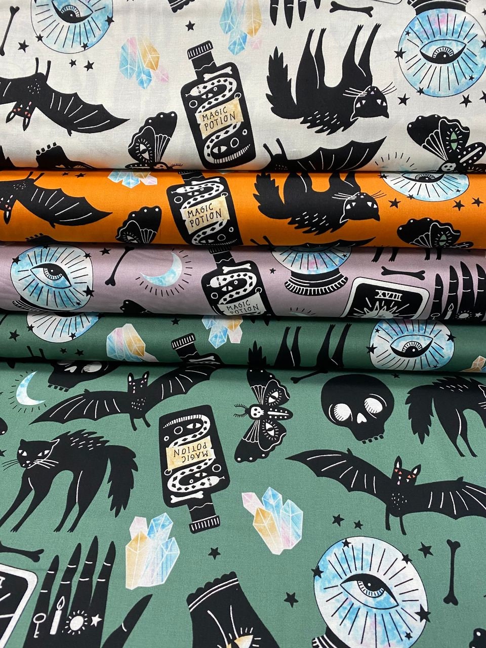 Haunted House Eye of the Moon Orange 8887E Cotton Woven Fabric