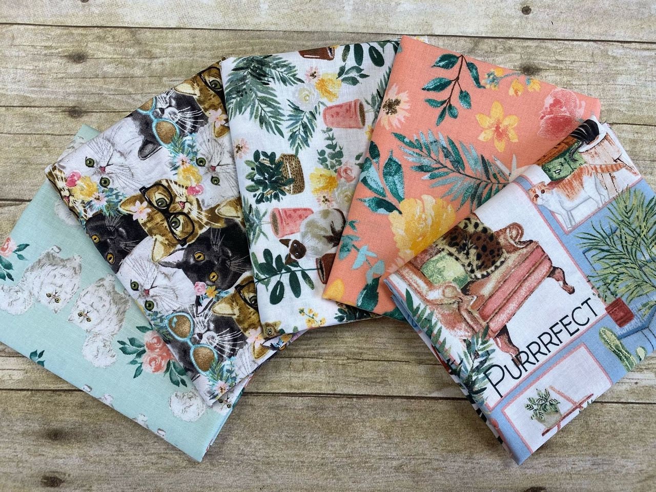 Every Day is Caturday Plants White 18037-WHT Cotton Woven Fabric