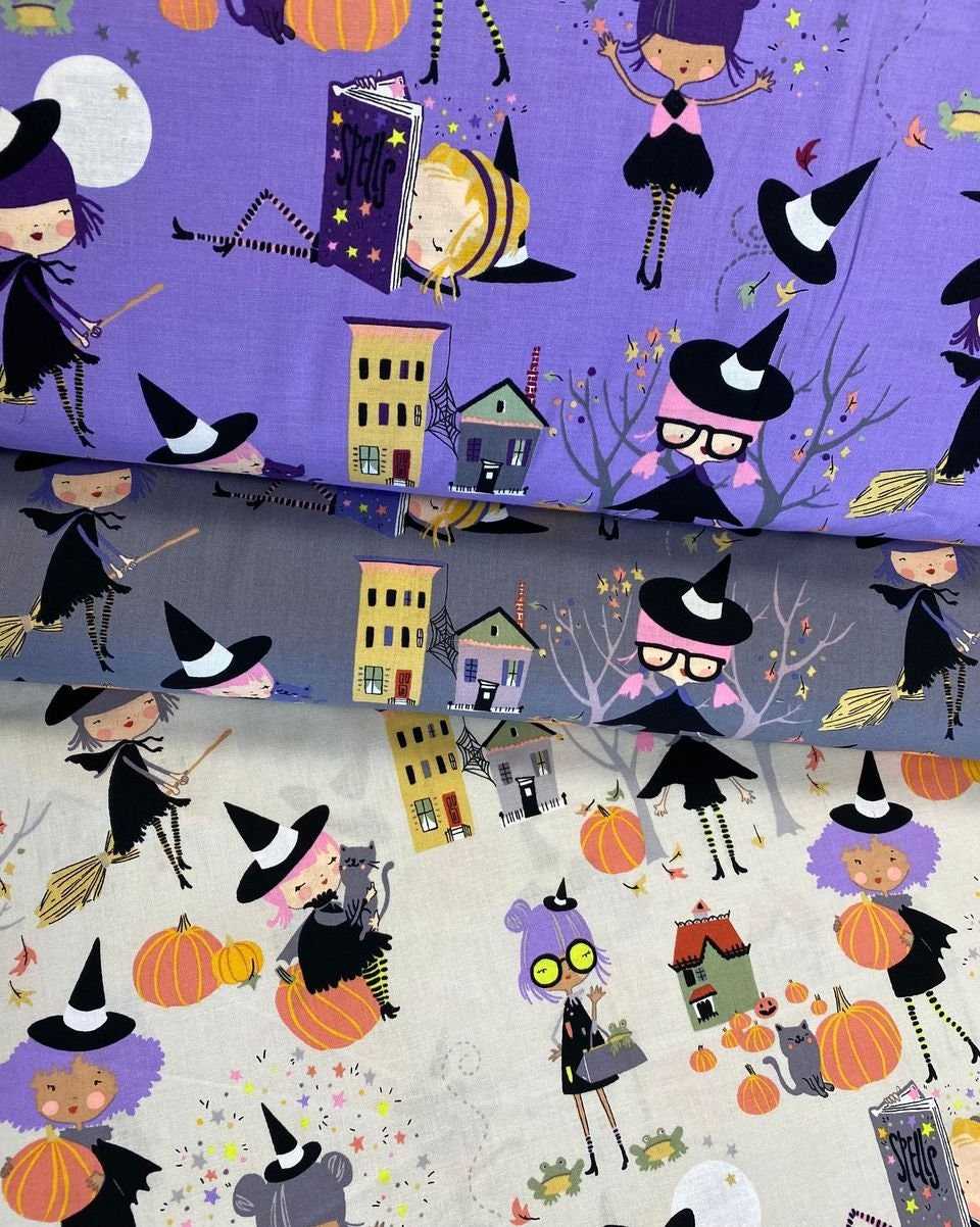 Haunted House Kiki's Coven Pale Gray 8884A Cotton Woven Fabric