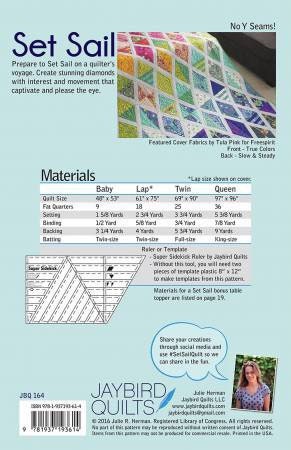 Jaybird Quilts Set Sail Pattern JBQ164 Includes Baby, Lap, Twin and Queen Sizes PATTERN ONLY