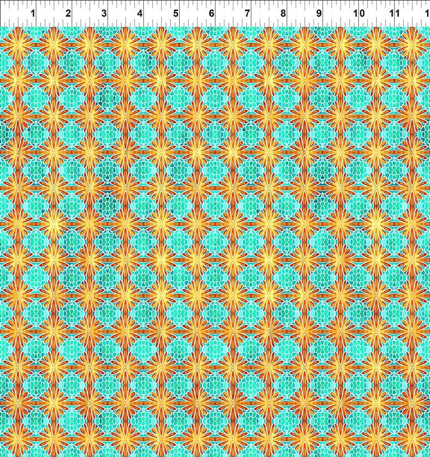 Calypso 2 by Jason Yenter Sea Blooms Teal 24cal-2 Cotton Woven Fabric