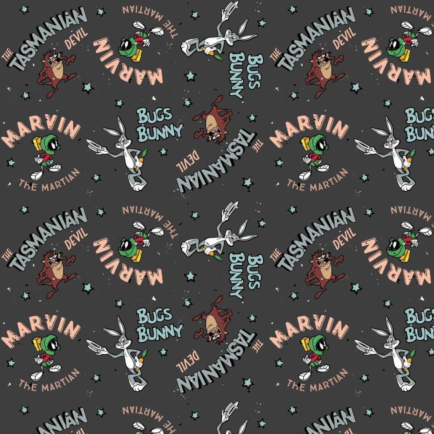 Licensed Looney Tunes 2 Retro Characters Charcoal 23600160-3 Cotton Woven Fabric