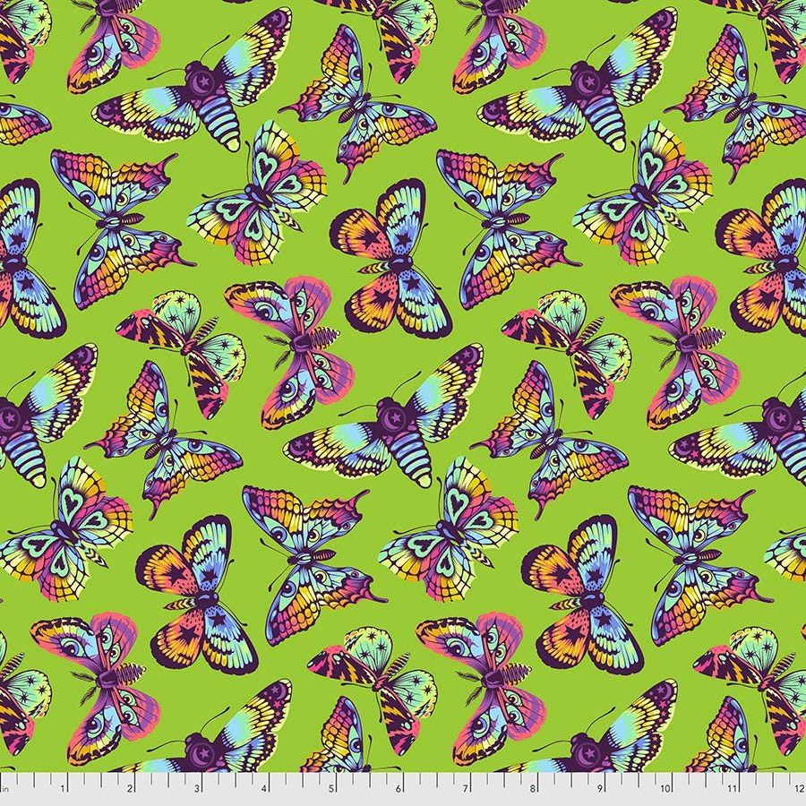 Tula Pink Daydreamer Butterfly Kisses Avocado PWTP172.AVOCADO Cotton Woven Fabric