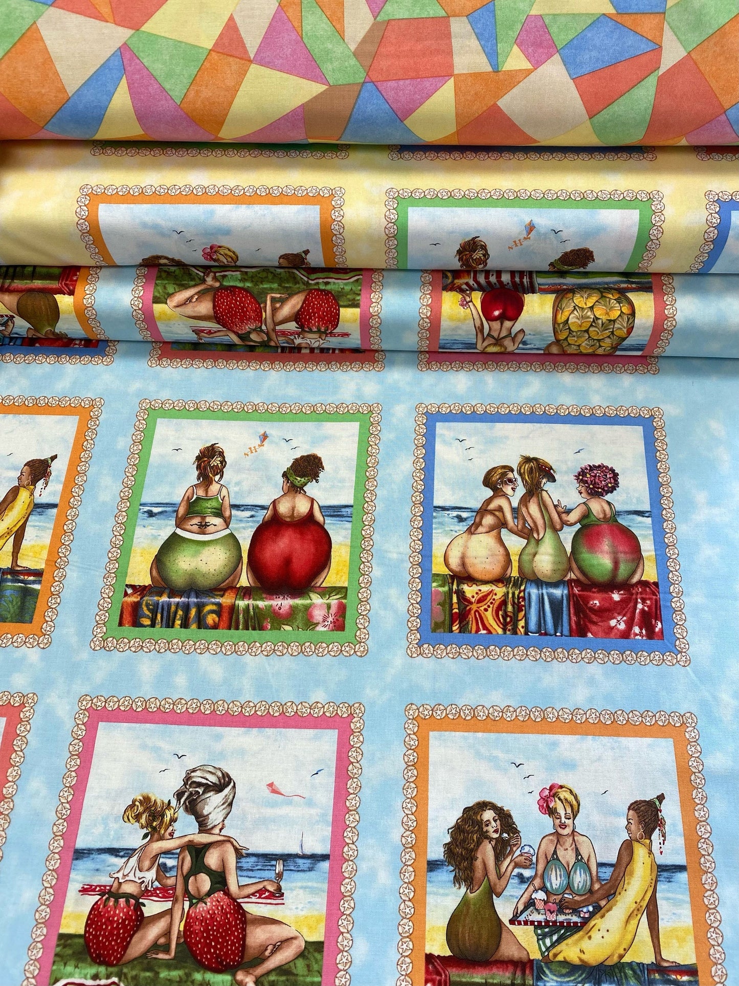 Fruit Ladies by Mary Stewart 24" Block Panel Sand 1521E-SAND Cotton Woven Panel