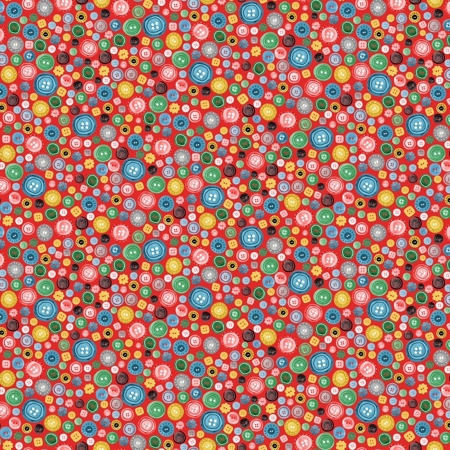 A Stitch in Time Buttons Water CX10222-WATE Cotton Woven Fabric