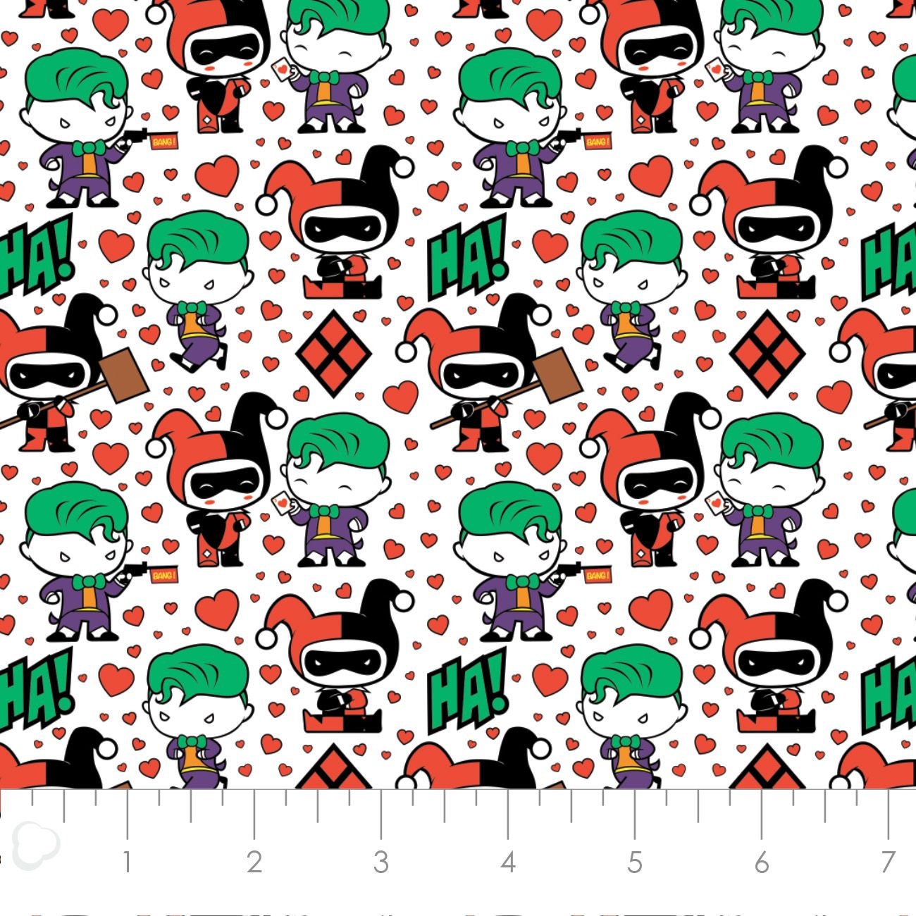 Licensed Character Valentine's Day Harley Quinn & Joker White 23421480-1 Cotton Woven Fabric