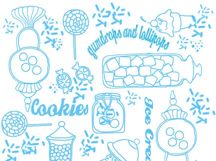 Gumdrops and Lollipops Blue Coordinate Cotton Woven