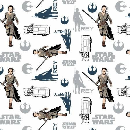 Licensed Star Wars The Force Awakens White Cotton Woven Fabric 7360104 01