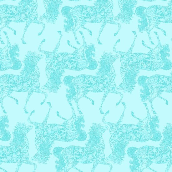 The Painted Ponies Light Turquoise Blue Pony Cotton Woven Fabric