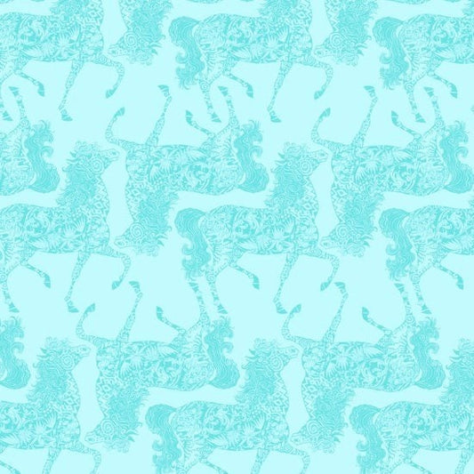 The Painted Ponies Light Turquoise Blue Pony Cotton Woven Fabric