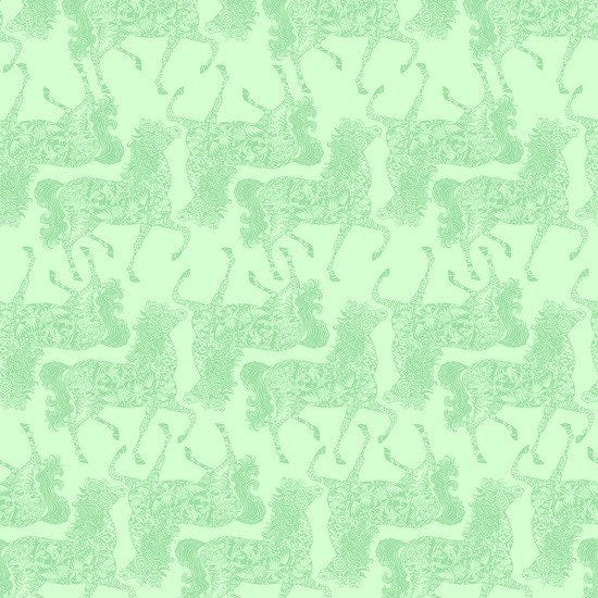 The Painted Ponies Green Pony Taile Cotton Woven Fabric