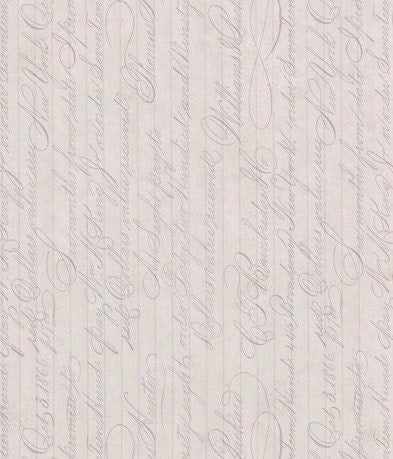 Santoro's Gorjuss Mirabelle La Vie En Rose Cameo Script Light Gray 24263K Cotton Woven Fabric