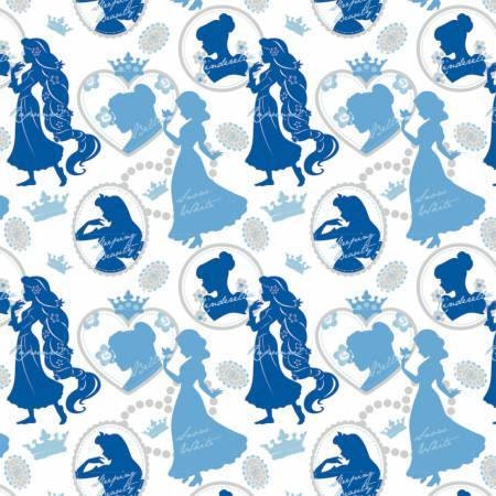 Licensed Disney Princess Blue Cameos Cotton Woven Fabric