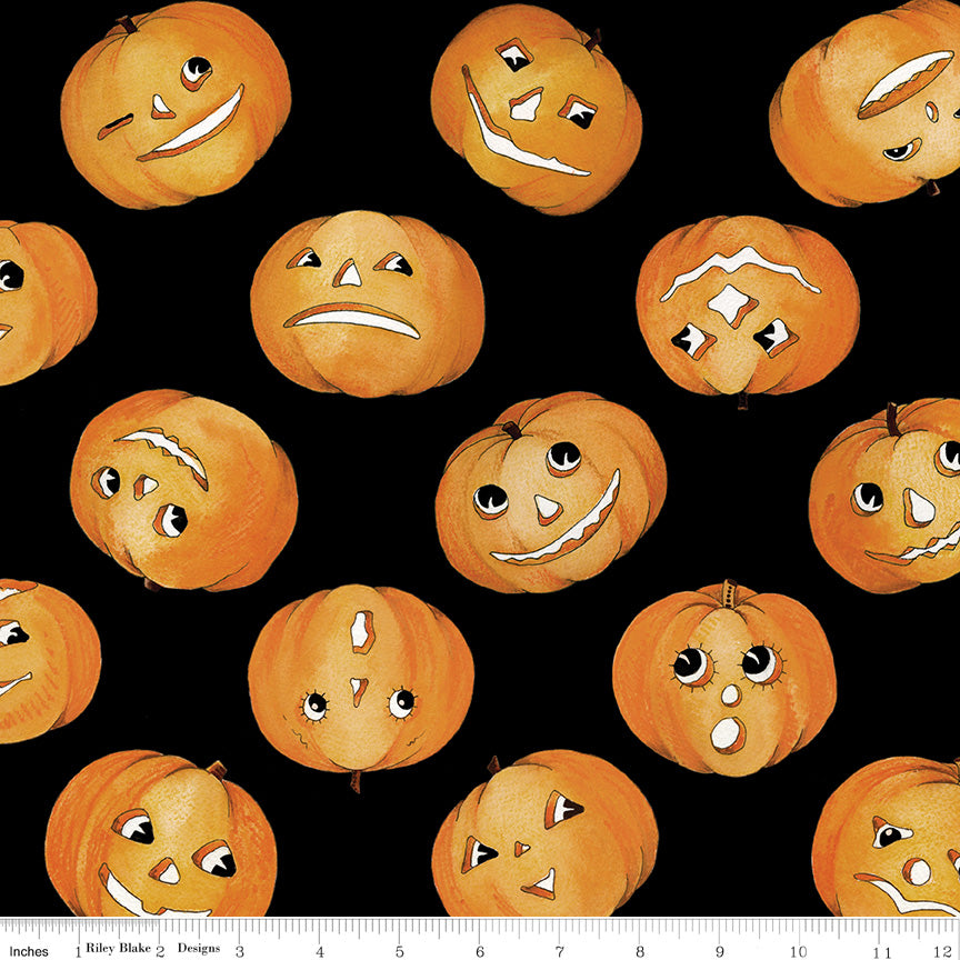Pumpkin Patch by J. Wecker Frisch Jacks Tossed Black    C14580-BLACK Cotton Woven Fabric