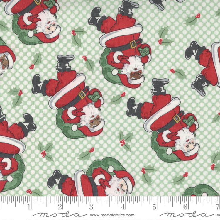Holly Jolly by Urban Chiks Jolly Santa Dot Mint 31180-13 Cotton Woven Fabric