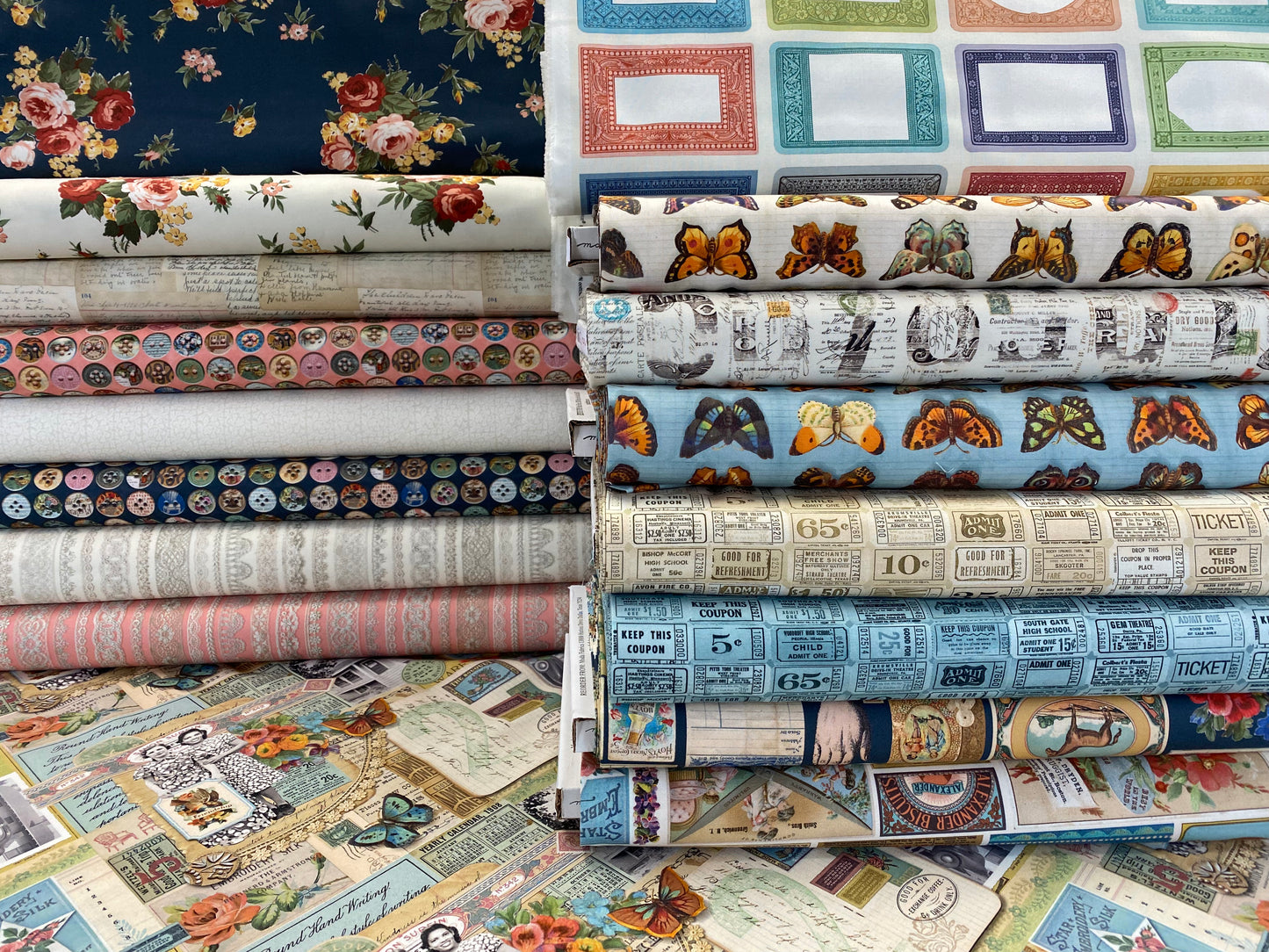 Junk Journal by Cathe Holden 17" Panel Flat Lay Lace 7410-11 Cotton Woven Panel